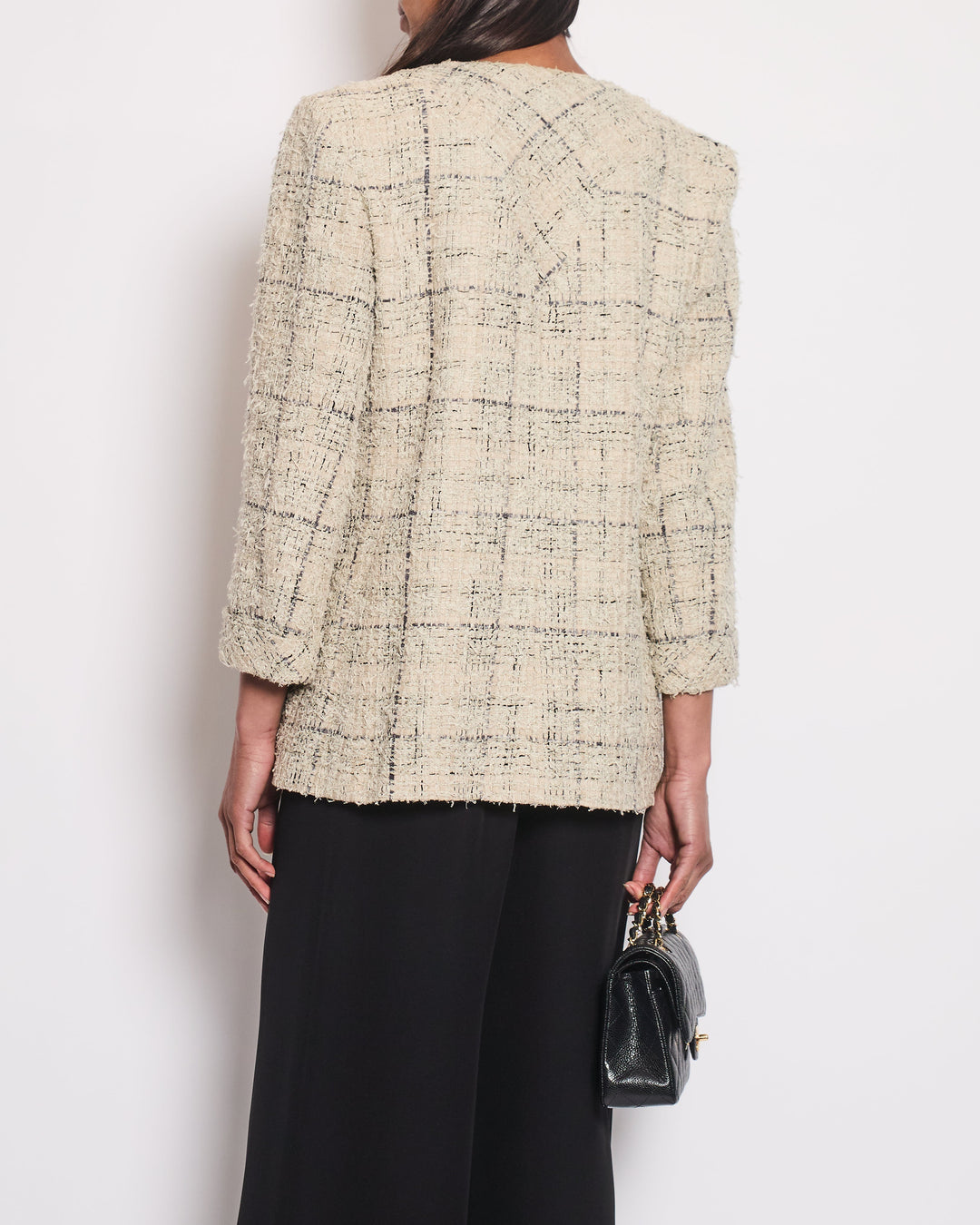 Top Quality Chanel Cruise 2015 Grey Double Breasted Jacket with Detachable Brooch Detail Size FR 42 (UK 14)