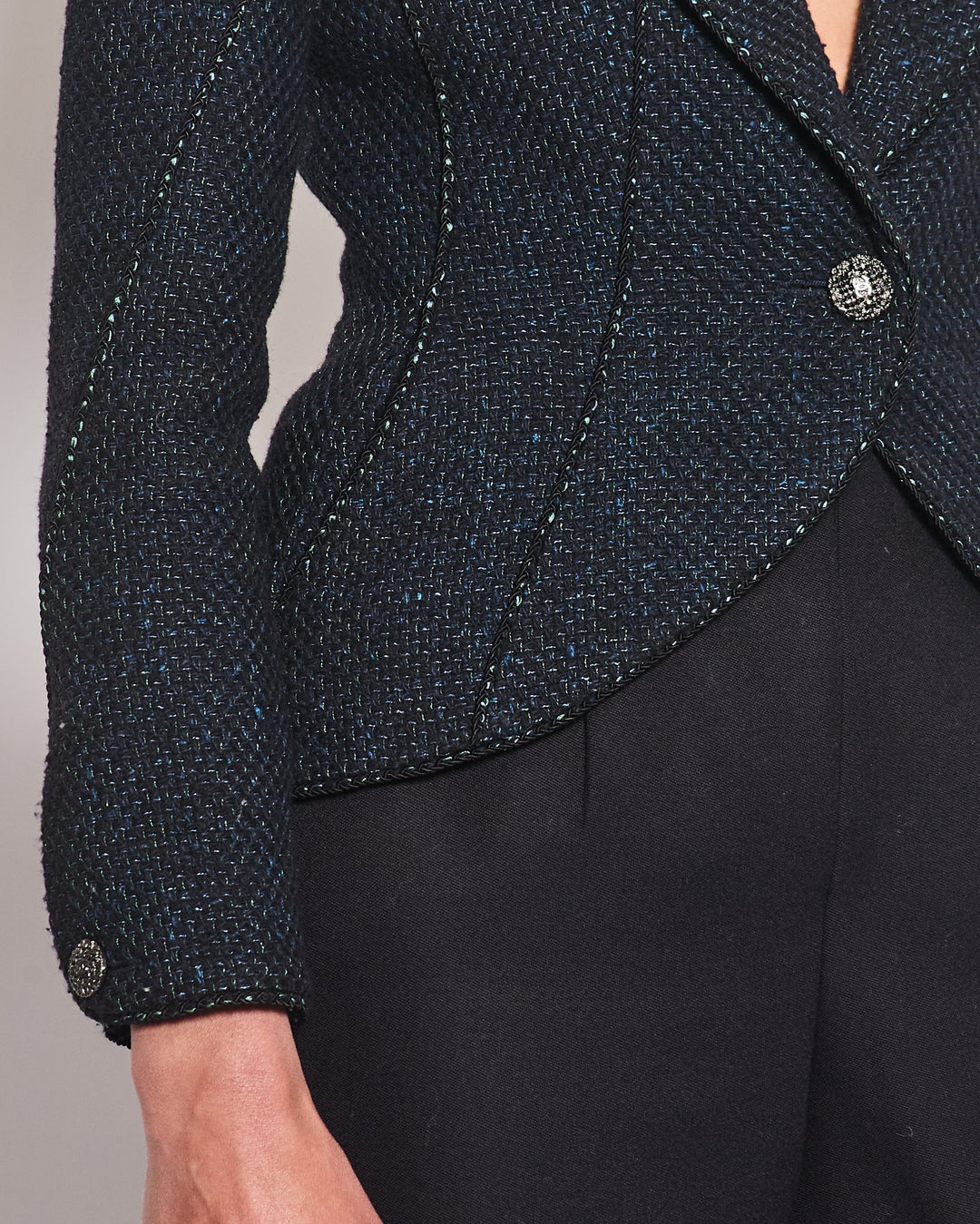 *HOT* Top Quality Chanel 12A Navy Jacket with Ruthenium CC Buttons Detail FR 36 (UK 8)