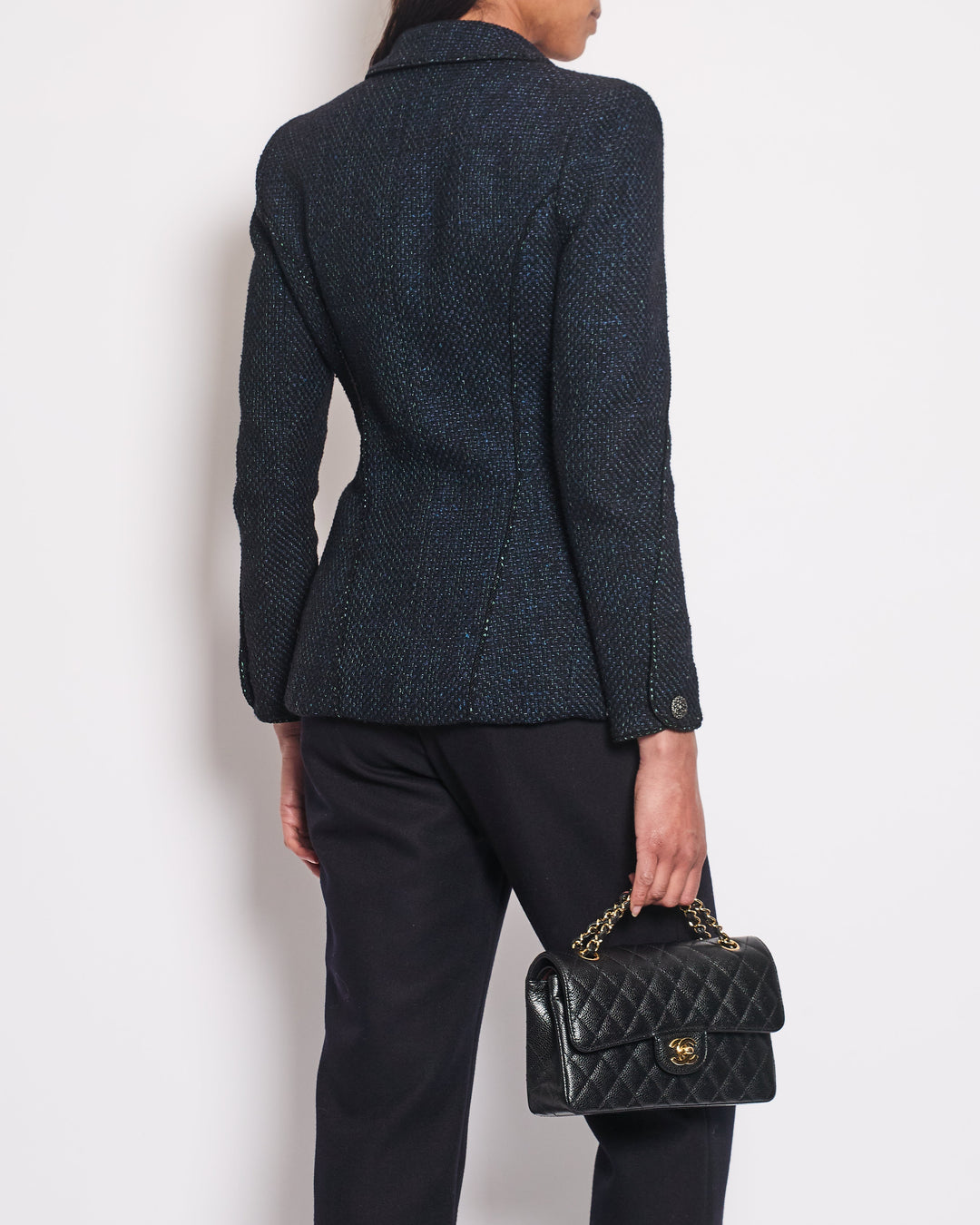 *HOT* Top Quality Chanel 12A Navy Jacket with Ruthenium CC Buttons Detail FR 36 (UK 8)