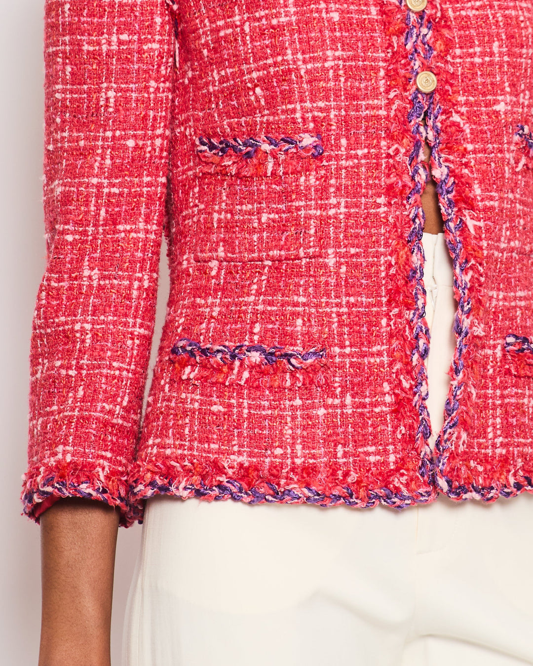 *HOT* Top Quality Chanel 06P Strawberry Red Tweed Jacket with Gold CC Buttons & Back Split Details Size 38 (UK 10)