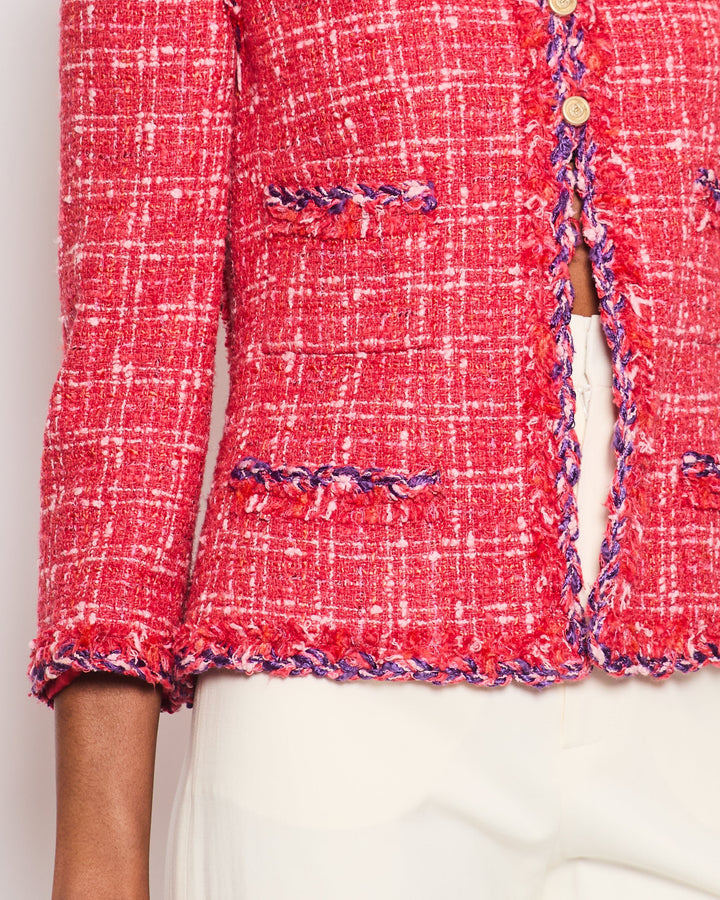 *HOT* Top Quality Chanel 06P Strawberry Red Tweed Jacket with Gold CC Buttons & Back Split Details Size 38 (UK 10)