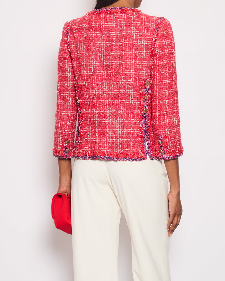 *HOT* Top Quality Chanel 06P Strawberry Red Tweed Jacket with Gold CC Buttons & Back Split Details Size 38 (UK 10)
