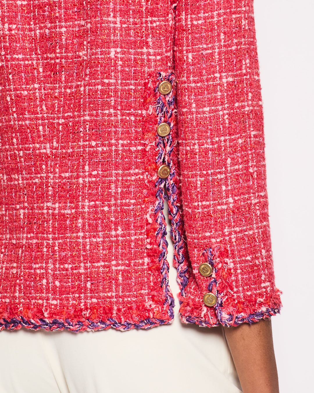 *HOT* Top Quality Chanel 06P Strawberry Red Tweed Jacket with Gold CC Buttons & Back Split Details Size 38 (UK 10)