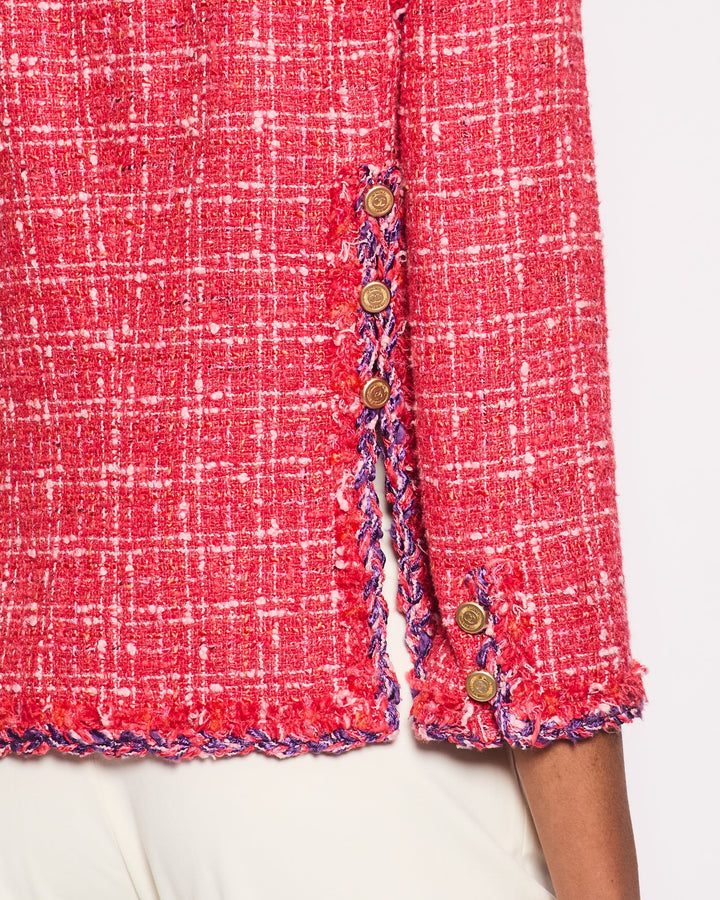 *HOT* Top Quality Chanel 06P Strawberry Red Tweed Jacket with Gold CC Buttons & Back Split Details Size 38 (UK 10)