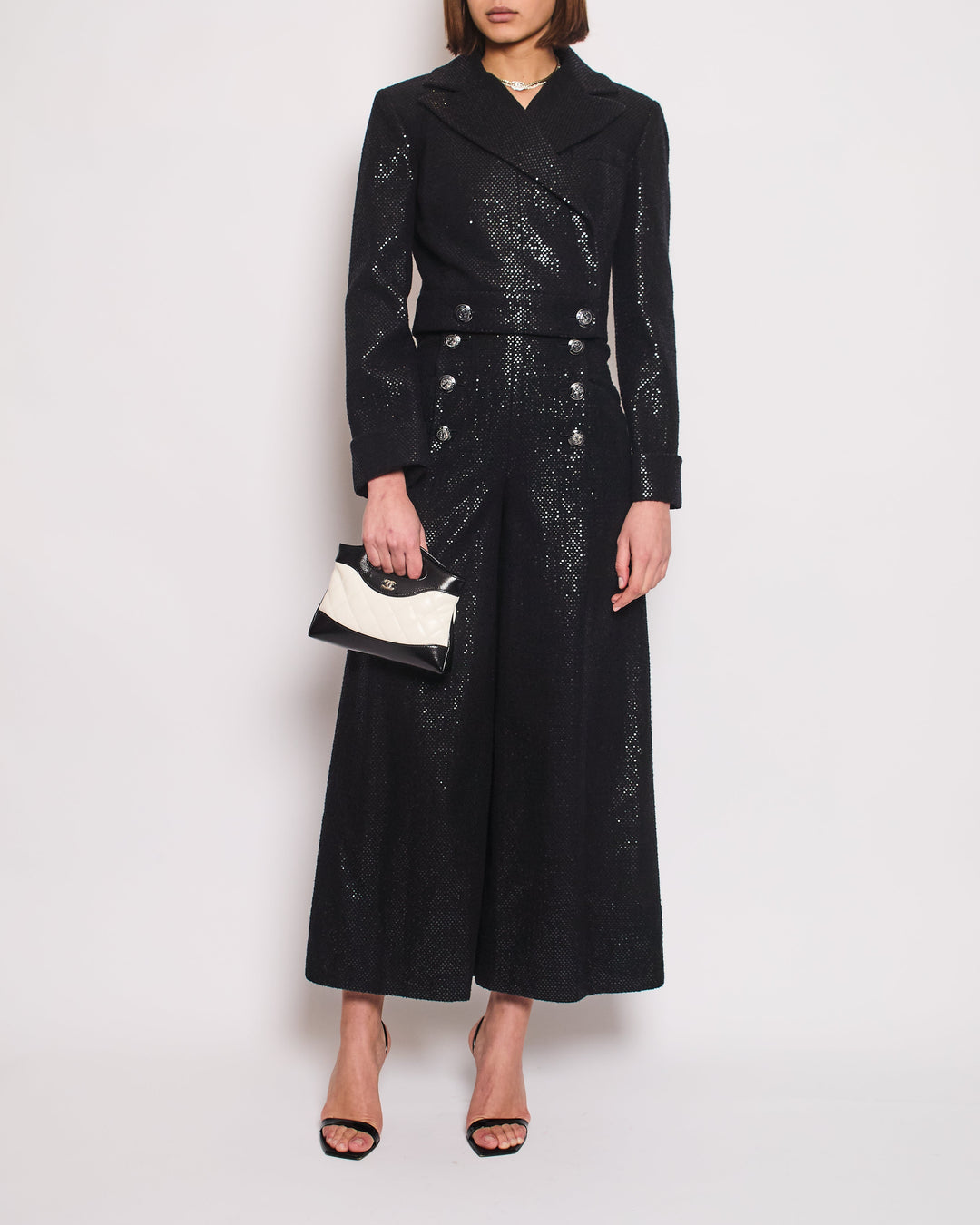 Top Quality Chanel Black Long Sleeve Embellished Jacket with Matching Jumpsuit Set Size FR 34 (UK 6)