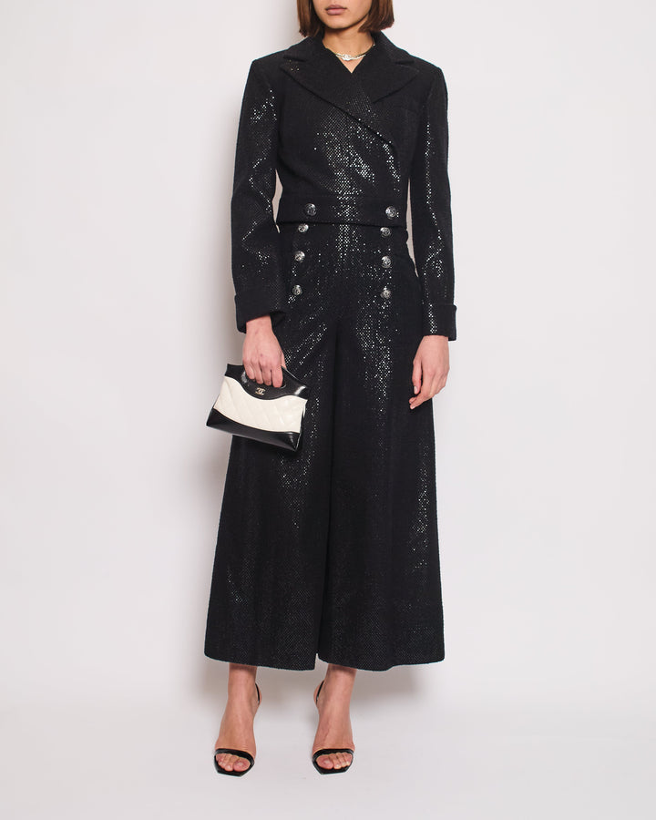Top Quality Chanel Black Long Sleeve Embellished Jacket with Matching Jumpsuit Set Size FR 34 (UK 6)