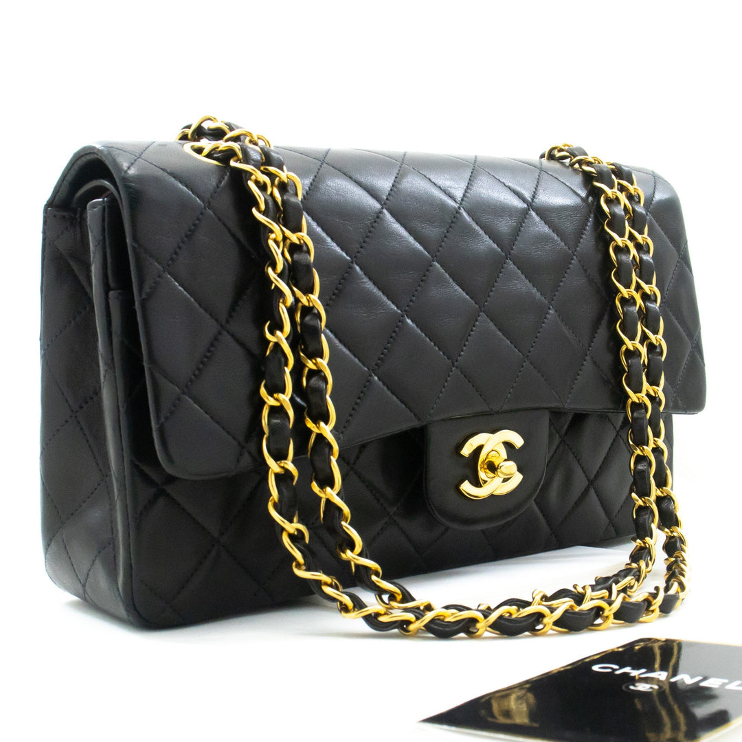 Top Quality Chanel Classic Double New 10" Chain Shoulder Bag Black Lambskin