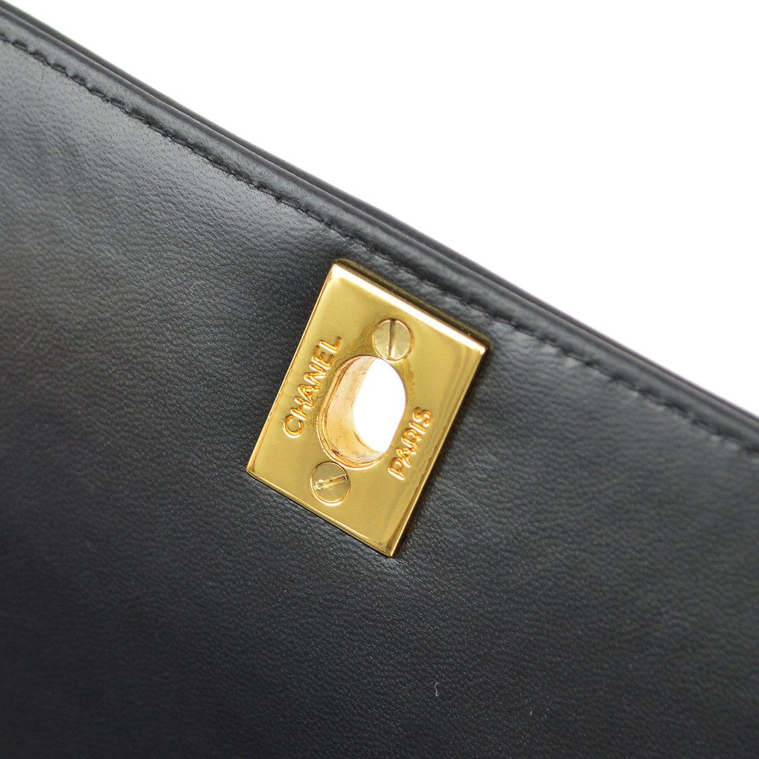 Top Quality Chanel Black Lambskin Mademoiselle Straight Flap Shoulder Bag