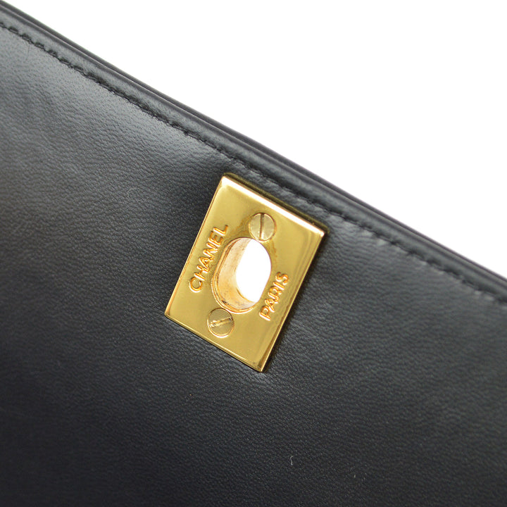 Top Quality Chanel Black Lambskin Mademoiselle Straight Flap Shoulder Bag