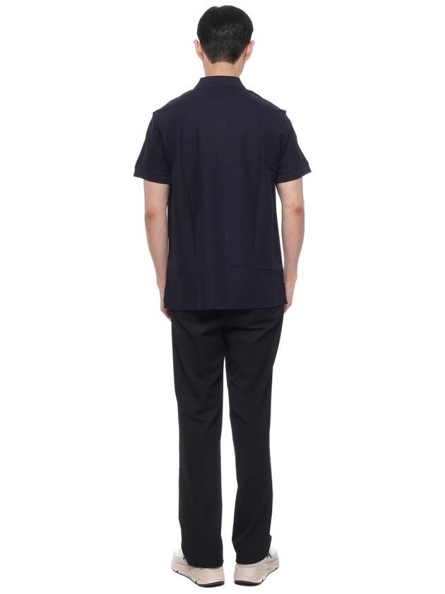 Burberry Men's CHUNKY Monogram motif cotton Polo Shirt navy