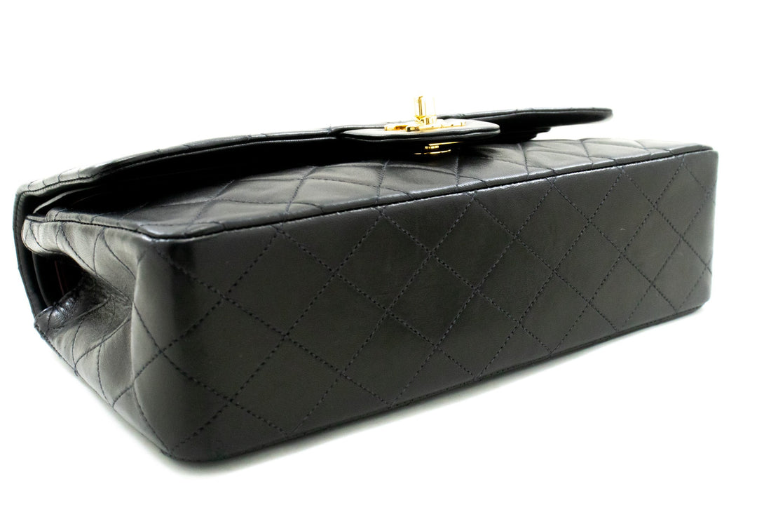 Top Quality Chanel Classic Double New 10" Chain Shoulder Bag Black Lambskin