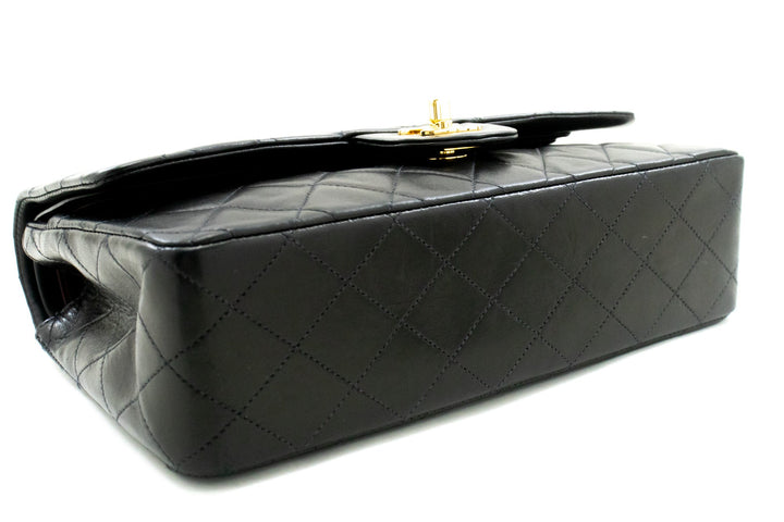 Top Quality Chanel Classic Double New 10" Chain Shoulder Bag Black Lambskin