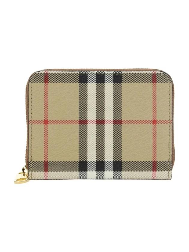Burberry Check Leather Coin Wallet Beige