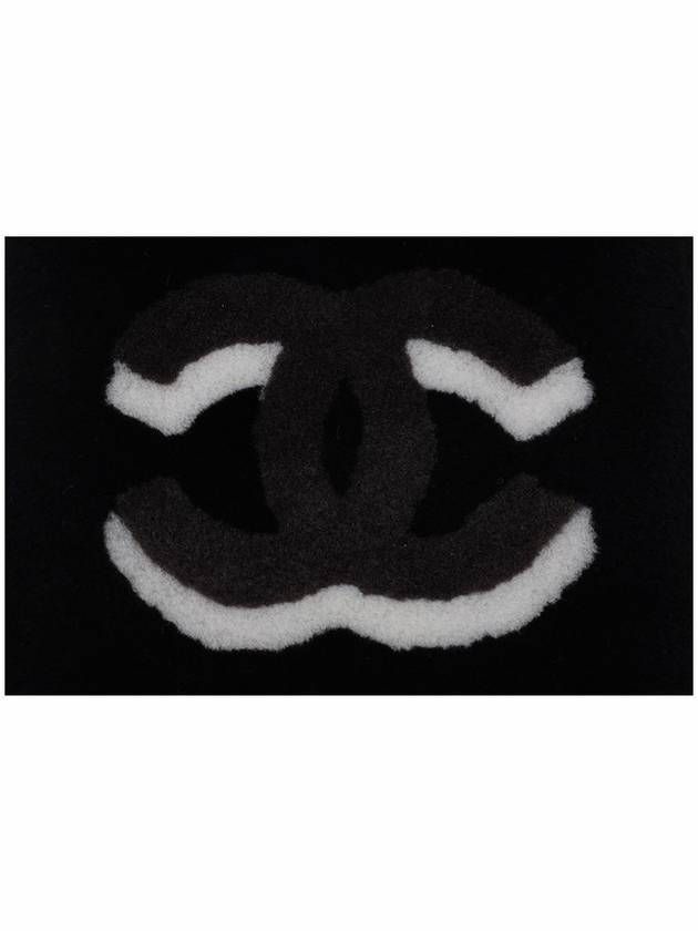 CC Lettering Shearling Cashmere Muffler Black Chanel