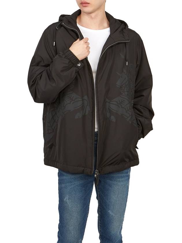 Burberry Men's Equestrian Knight Print Hooded Jacket Black