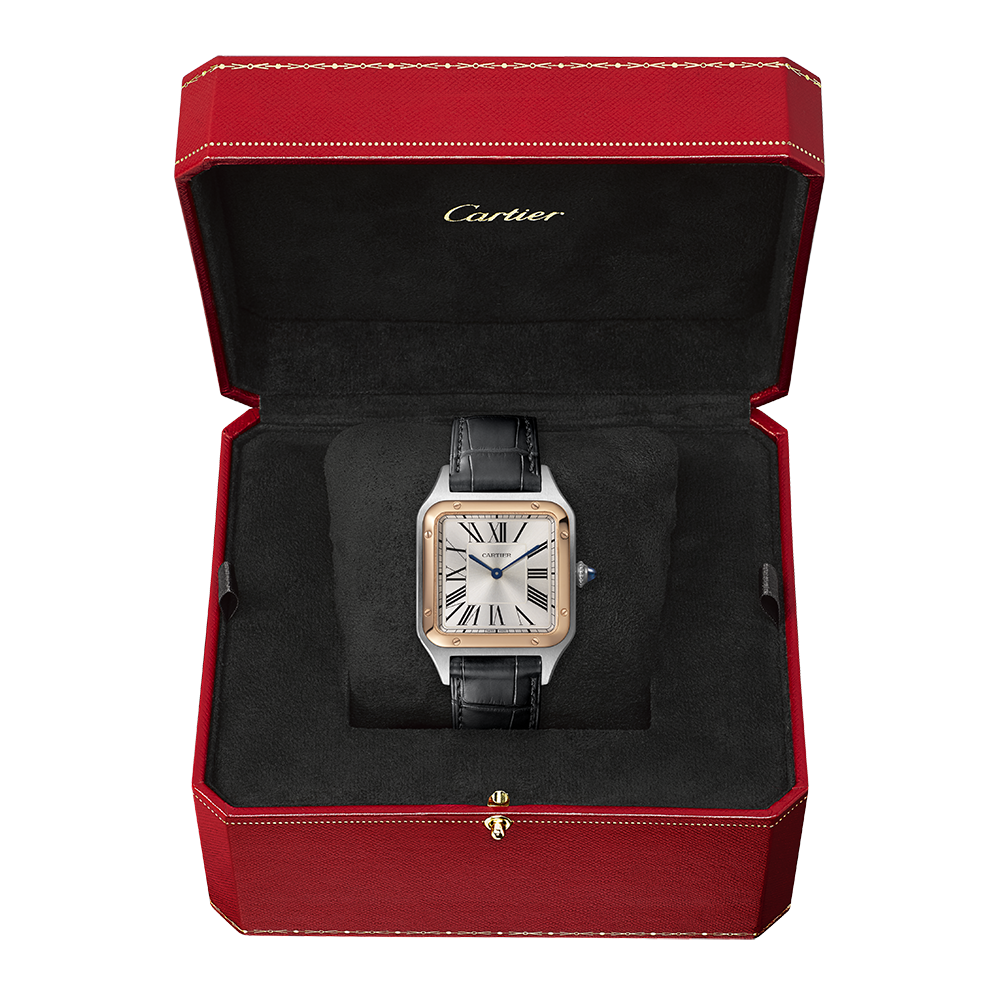 Santos-Dumont Rose Gold & Steel Large Watch W2SA0011