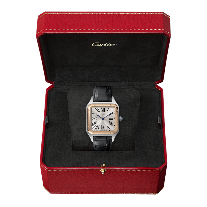 Santos-Dumont Rose Gold & Steel Large Watch W2SA0011