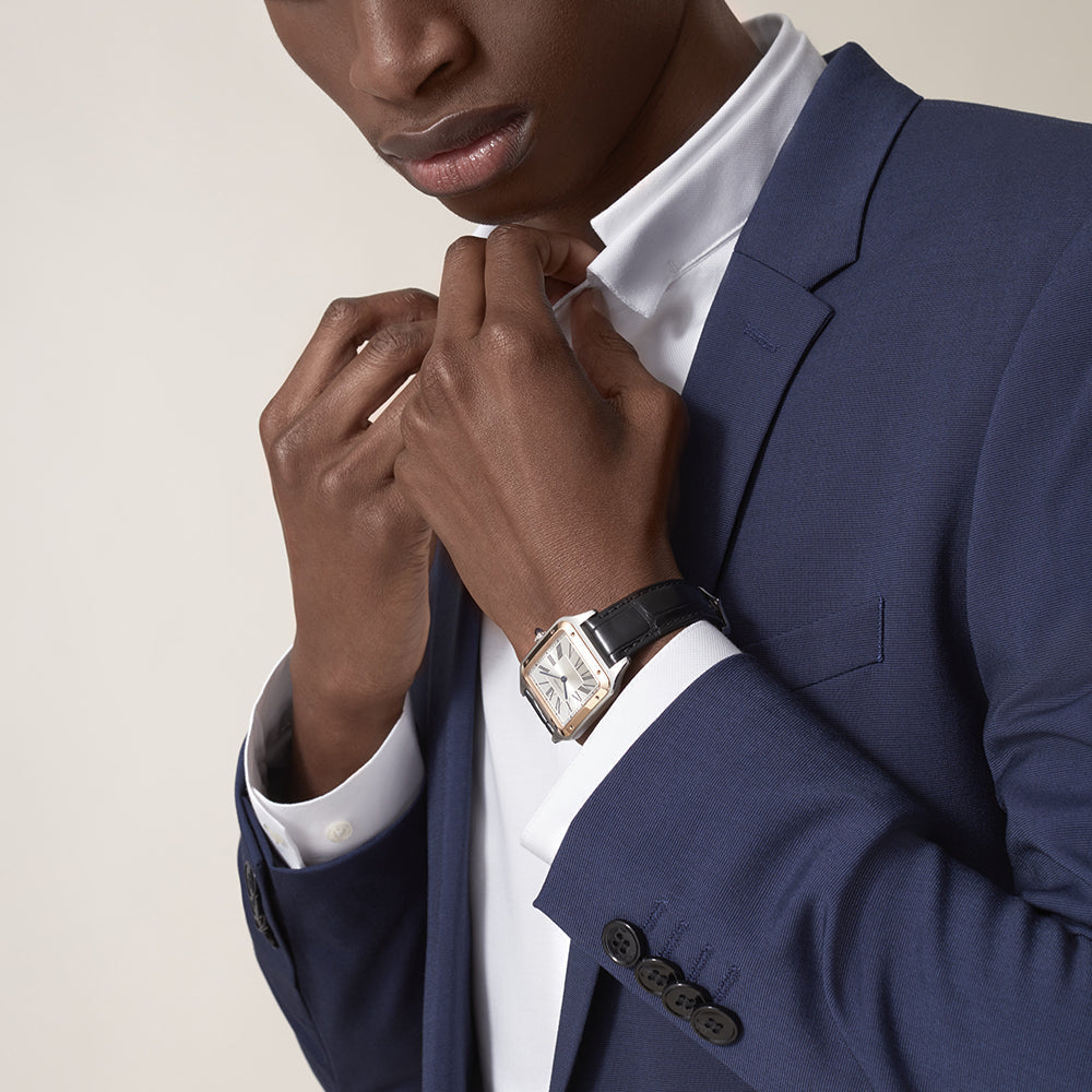 Santos-Dumont Rose Gold & Steel Large Watch W2SA0011