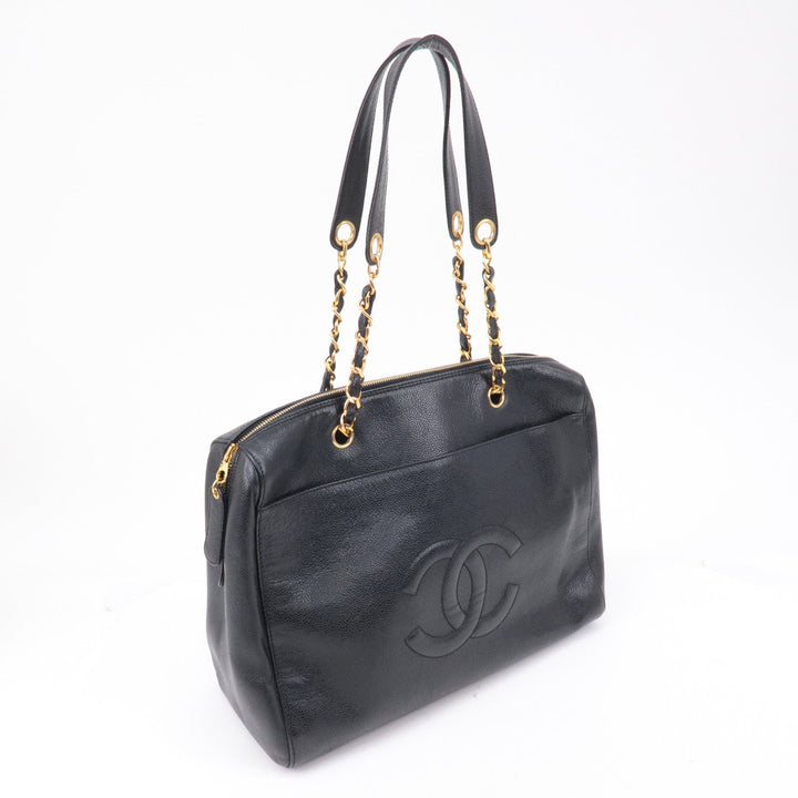 Top Quality Chanel Caviar Skin Chain Tote Bag Shoulder Bag Gold Black