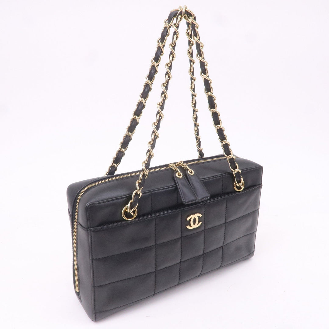Top Quality Chanel Chocolate Bar Lamb Skin Chain Shoulder Bag Black