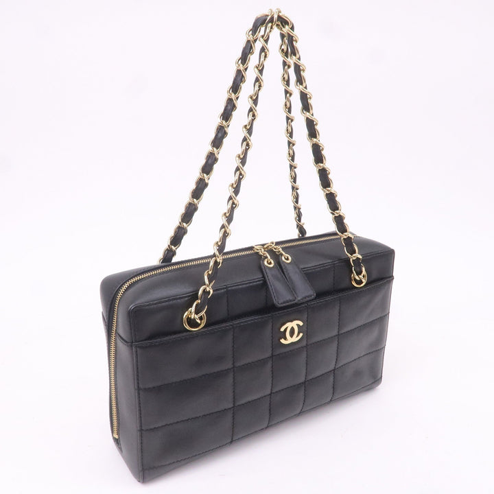 Top Quality Chanel Chocolate Bar Lamb Skin Chain Shoulder Bag Black