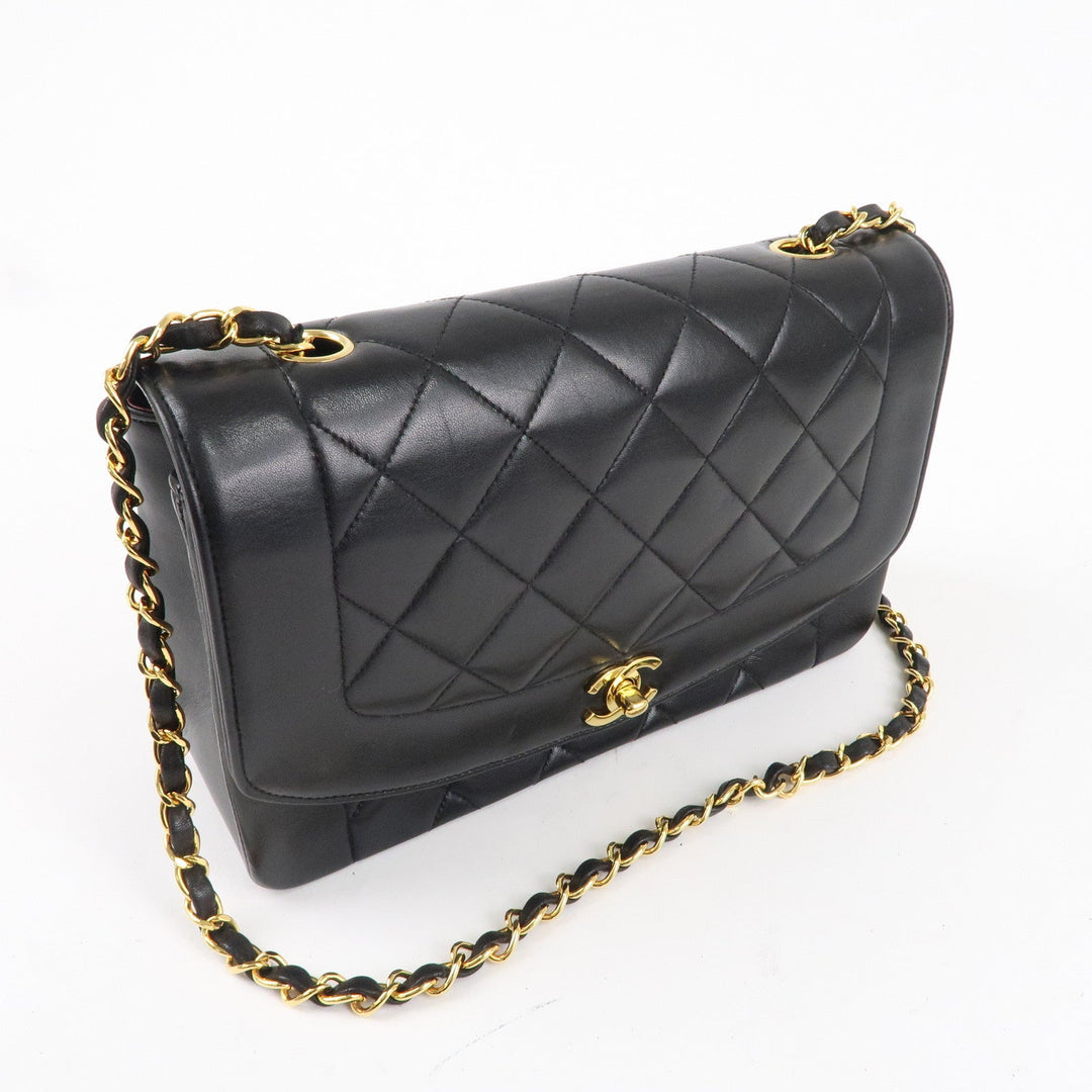 Top Quality Chanel Matelasse Lambskin Diana Chain Shoulder Bag Black A01165