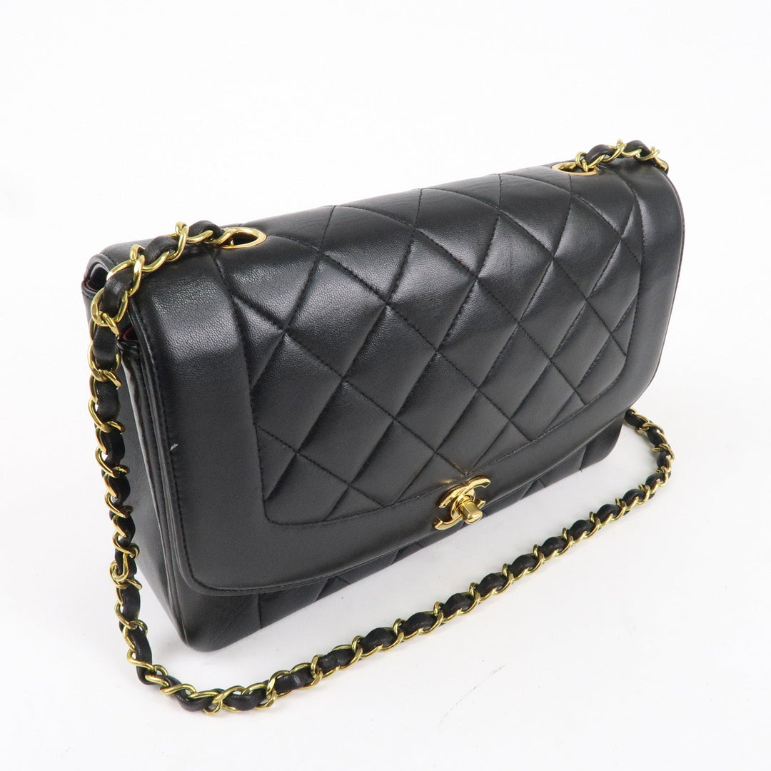 Top Quality Chanel Matelasse Lambskin Diana Chain Shoulder Bag Black A01165