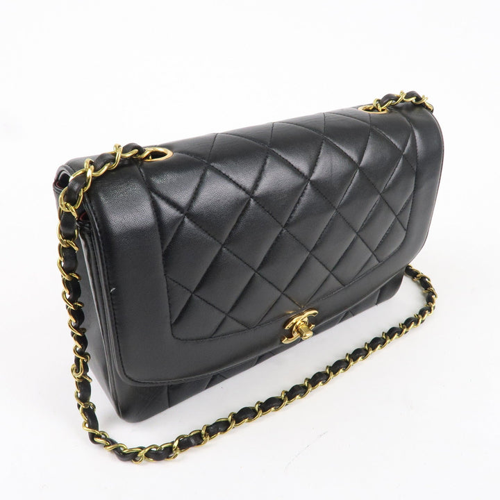 Top Quality Chanel Matelasse Lambskin Diana Chain Shoulder Bag Black A01165