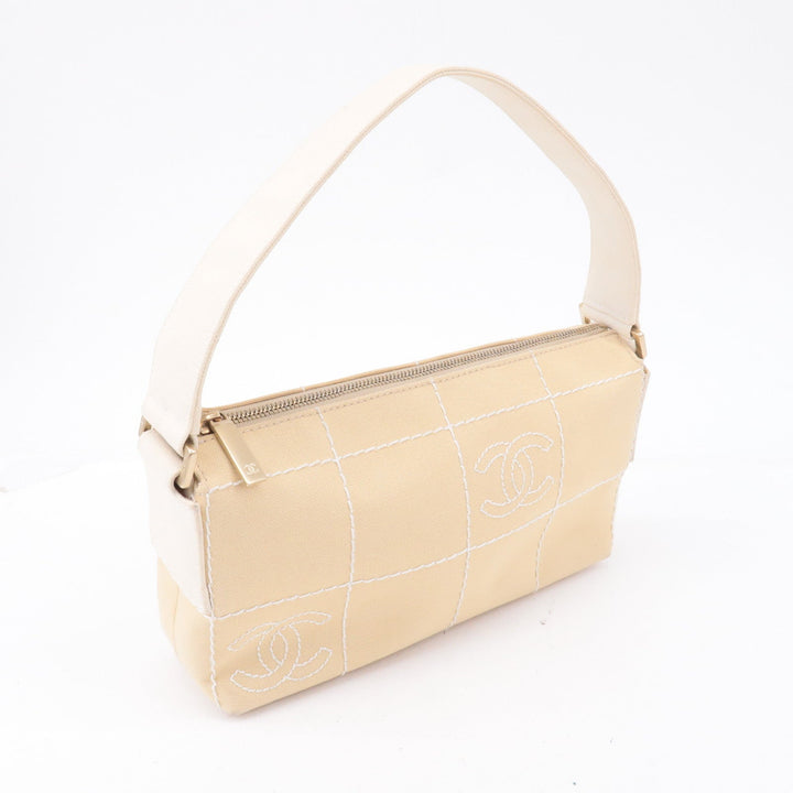 Top Quality Chanel Chocolate Bar Canvas Hand Bag Shoulder Bag Beige