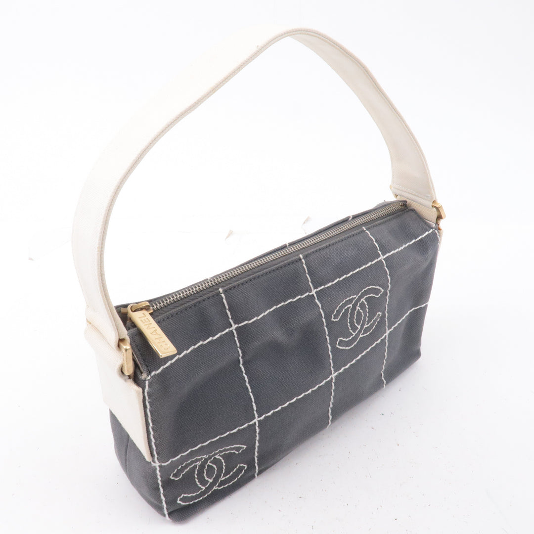 Top Quality Chanel Chocolate Bar Wild Stitch Canvas Hand Bag Gray