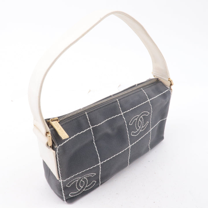 Top Quality Chanel Chocolate Bar Wild Stitch Canvas Hand Bag Gray