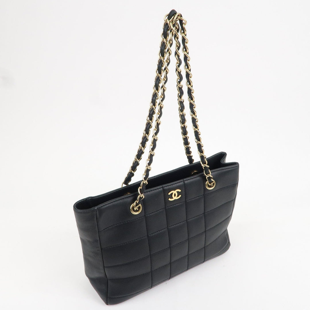 Top Quality Chanel Chocolate Bar Lamb Skin Chain Tote Bag Black