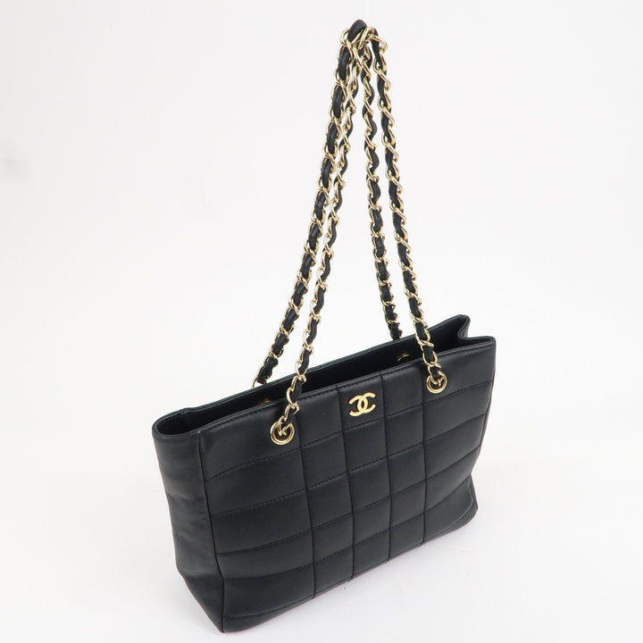 Top Quality Chanel Chocolate Bar Lamb Skin Chain Tote Bag Black