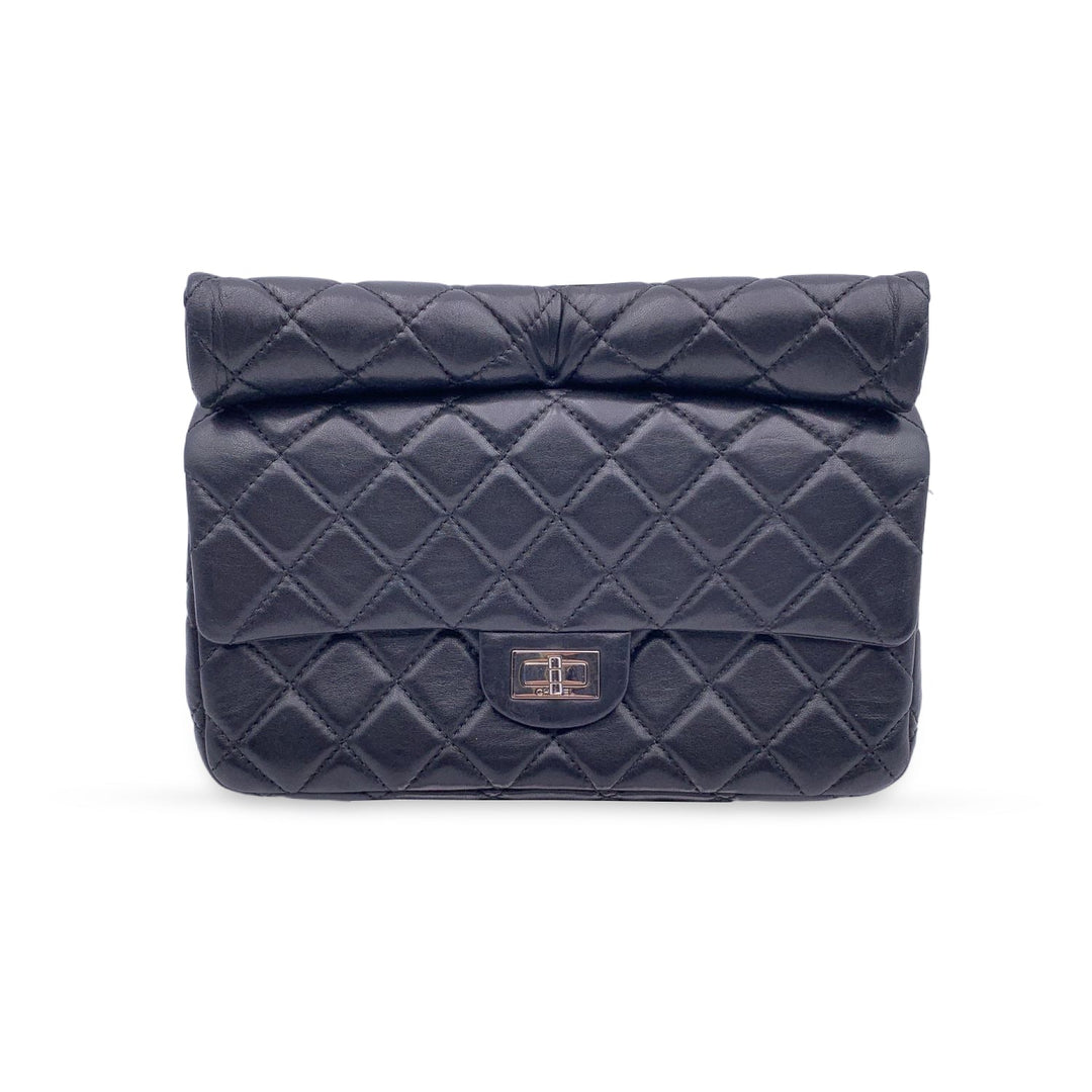 Top Quality Chanel 2010S Black Quilted Leather Reissue Roll 2.55 Clutch Bag