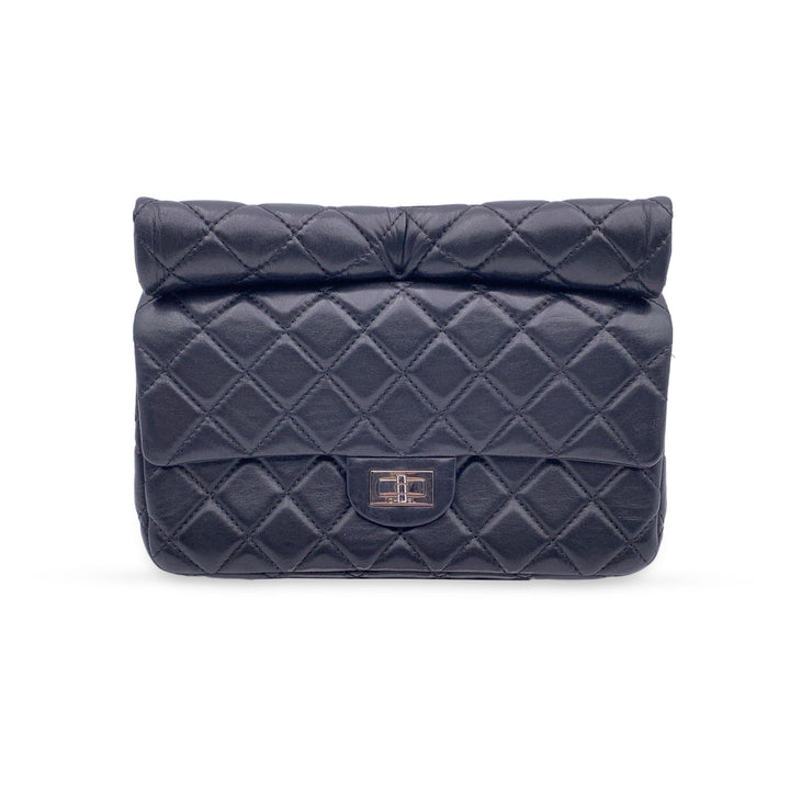 Top Quality Chanel 2010S Black Quilted Leather Reissue Roll 2.55 Clutch Bag