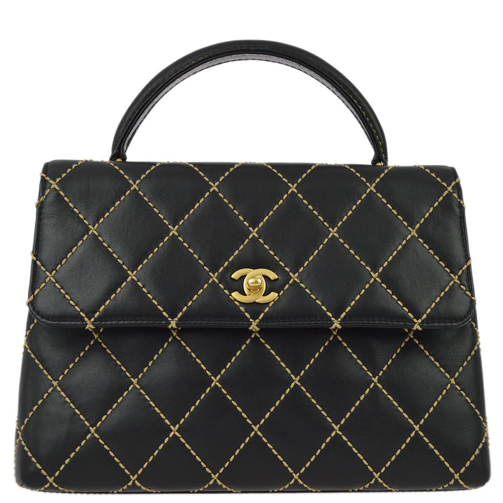 Top Quality Chanel Black Calfskin Wild Stitch Handbag