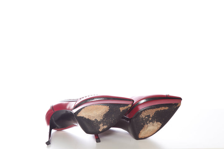 YSL Yves Saint Laurent Red Jeweled Lightning Heels SZ 36