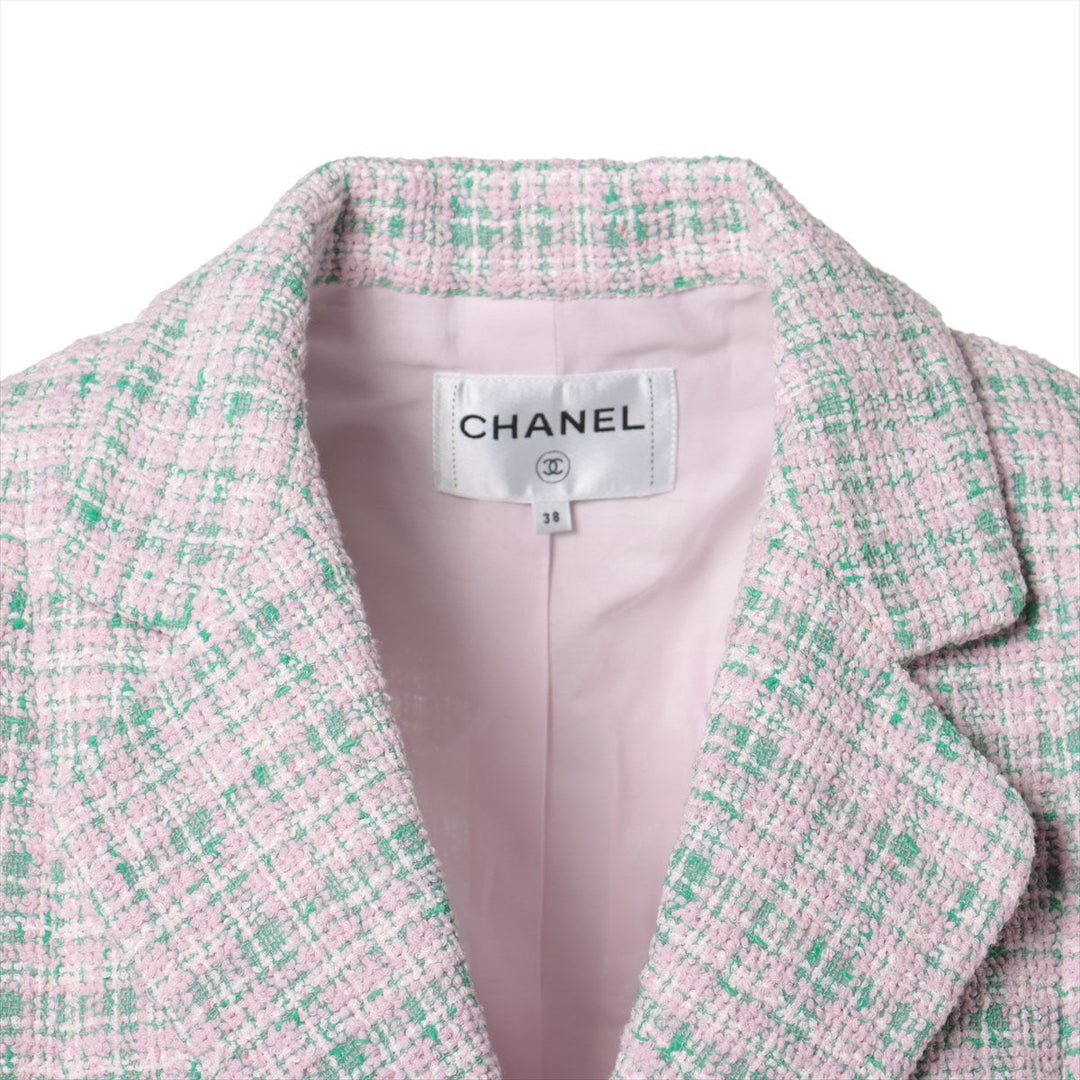 Top Quality Chanel Coconut Button P70 Twid Jacket 38 Pink