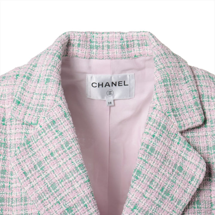 Top Quality Chanel Coconut Button P70 Twid Jacket 38 Pink
