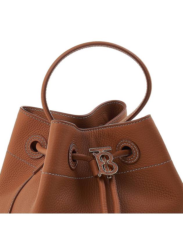 Burberry TB Logo Leather Small Bucket Bag Brown