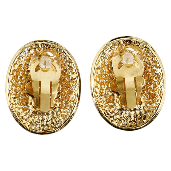 Top Quality Chanel Vintage Cocomark Oval Earring Gold  Ladies Chanel