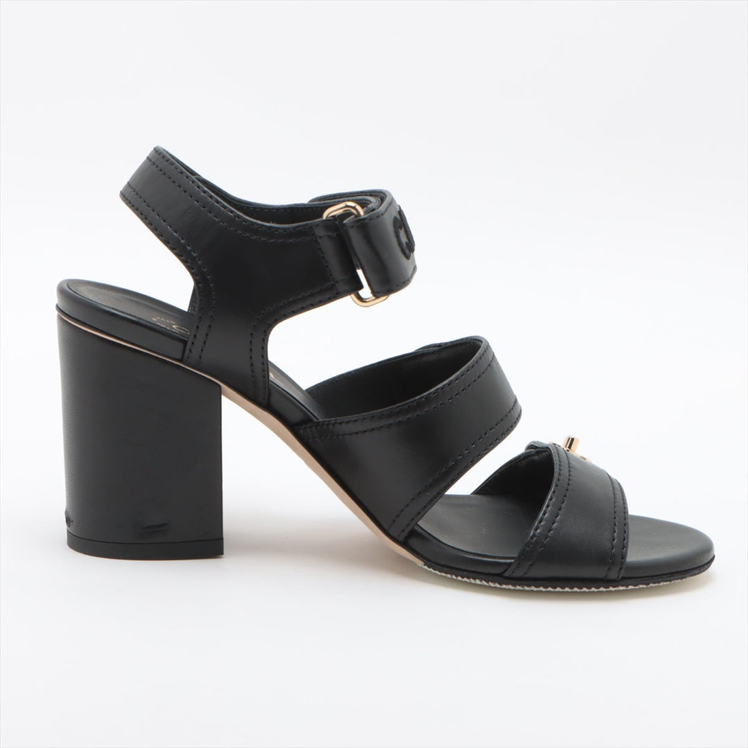 Top Quality Chanel Coco 22SS Leather Sandal 35.5C  Black G37387 Turn-Lock