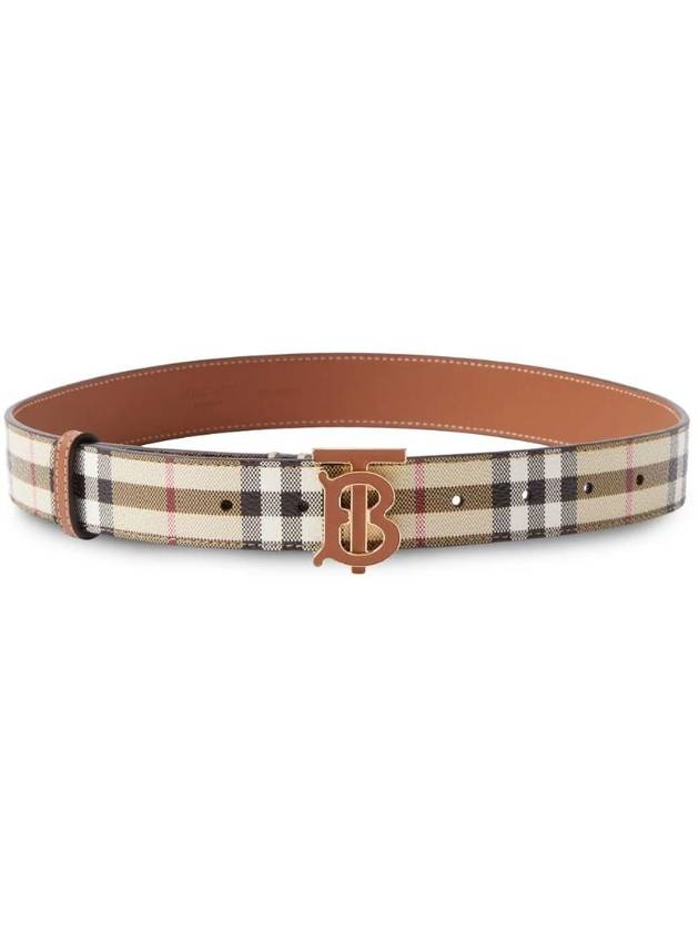 Burberry Check Monogram Decorative Leather Belt Beige