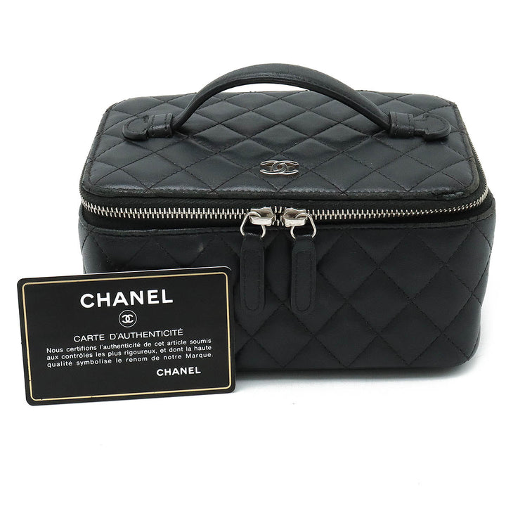Top Quality Chanel Mattress Jewelry Case Vanity Bag Cosmetic Bag Cosmetic Bag Small Insert Leather Black Black Silver Gold A84295