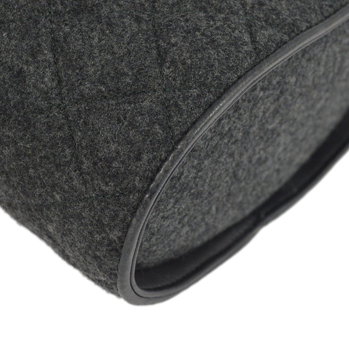 Top Quality Chanel 1991-1994 Gray Felt Shoulder Bag