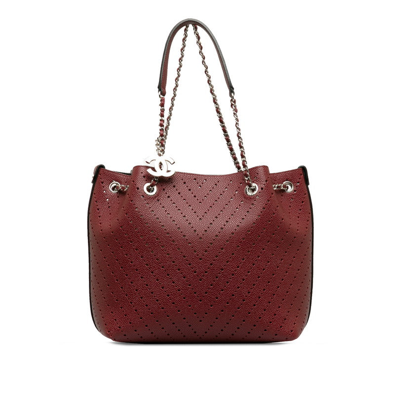 Top Quality Chanel Cocomark V  Chain Shoulder Bag Wine Red Leather Lady Chanel