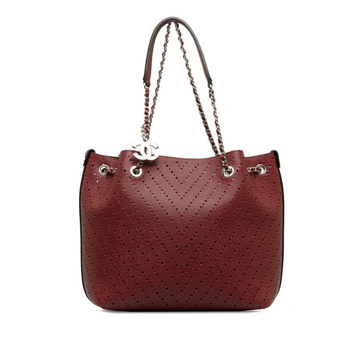 Top Quality Chanel Cocomark V  Chain Shoulder Bag Wine Red Leather Lady Chanel