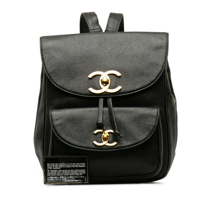 Top Quality Chanel Vintage Decacoco Cocomark Rucksack Black Caviar   CHANEL