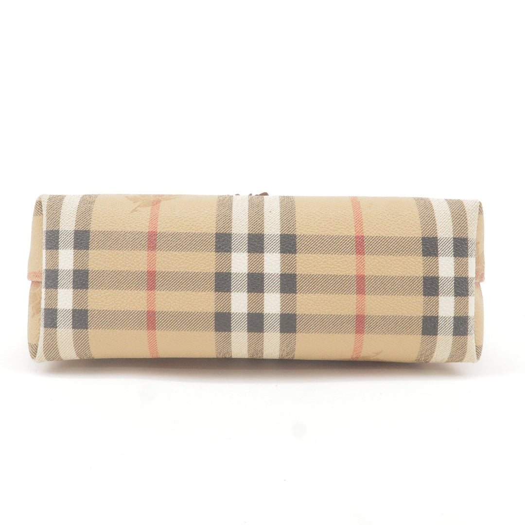 BURBERRY Nova Plaid PVC Leather Shoulder Bag Beige Brown