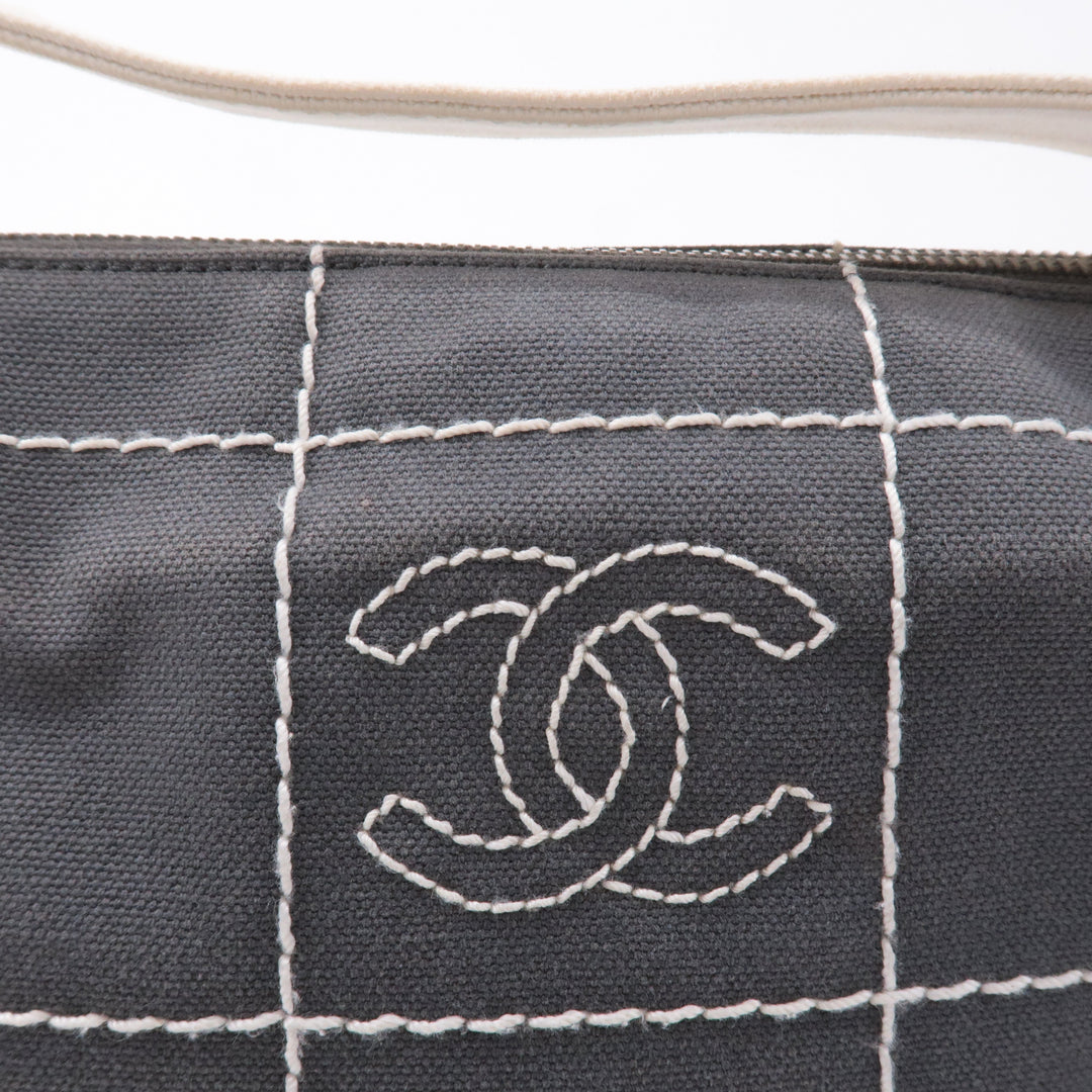 Top Quality Chanel Chocolate Bar Wild Stitch Canvas Hand Bag Gray